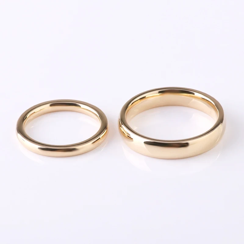 Bandon à anneaux en or jaune en jaune massif 18K pour couple 1