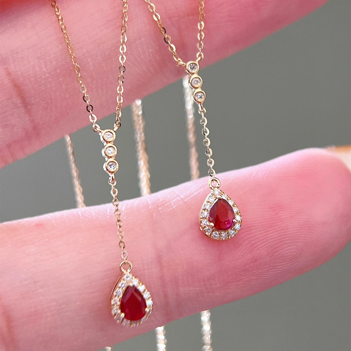 S925 Pure Silver Necklace For Women Versatile Light Luxury Daily Accessory With Ruby And Zircon Small And Exquisite 1