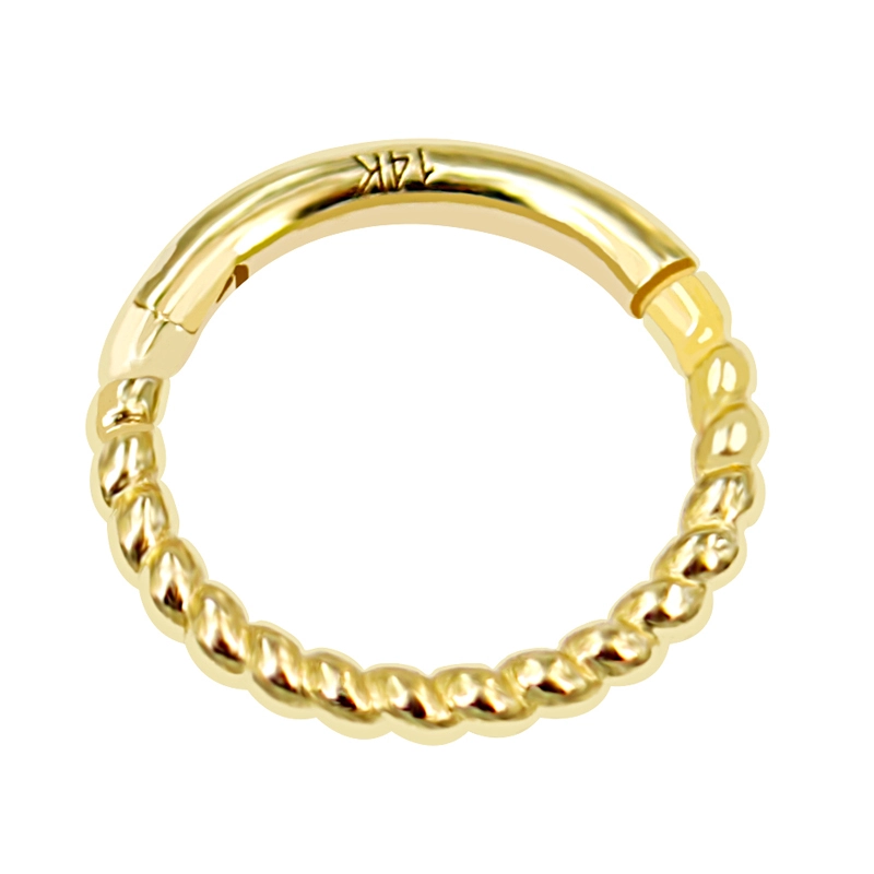 Eternal Metal 14karat Solid Gold Yellow Gold Clicker Hinged Segment Piercing Ring Body Piercing Jewelry 1