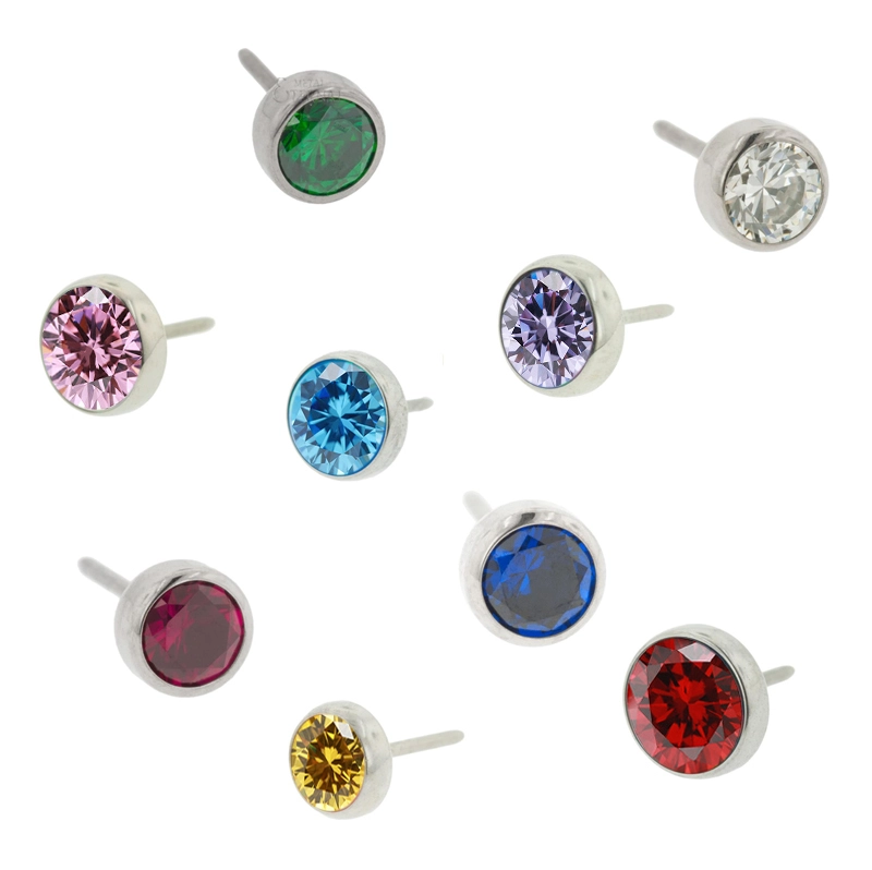 Eternal Metal Push In Top Bezel Set Cz Astm F136 Titanium Threadless Piercing Jewellery 1