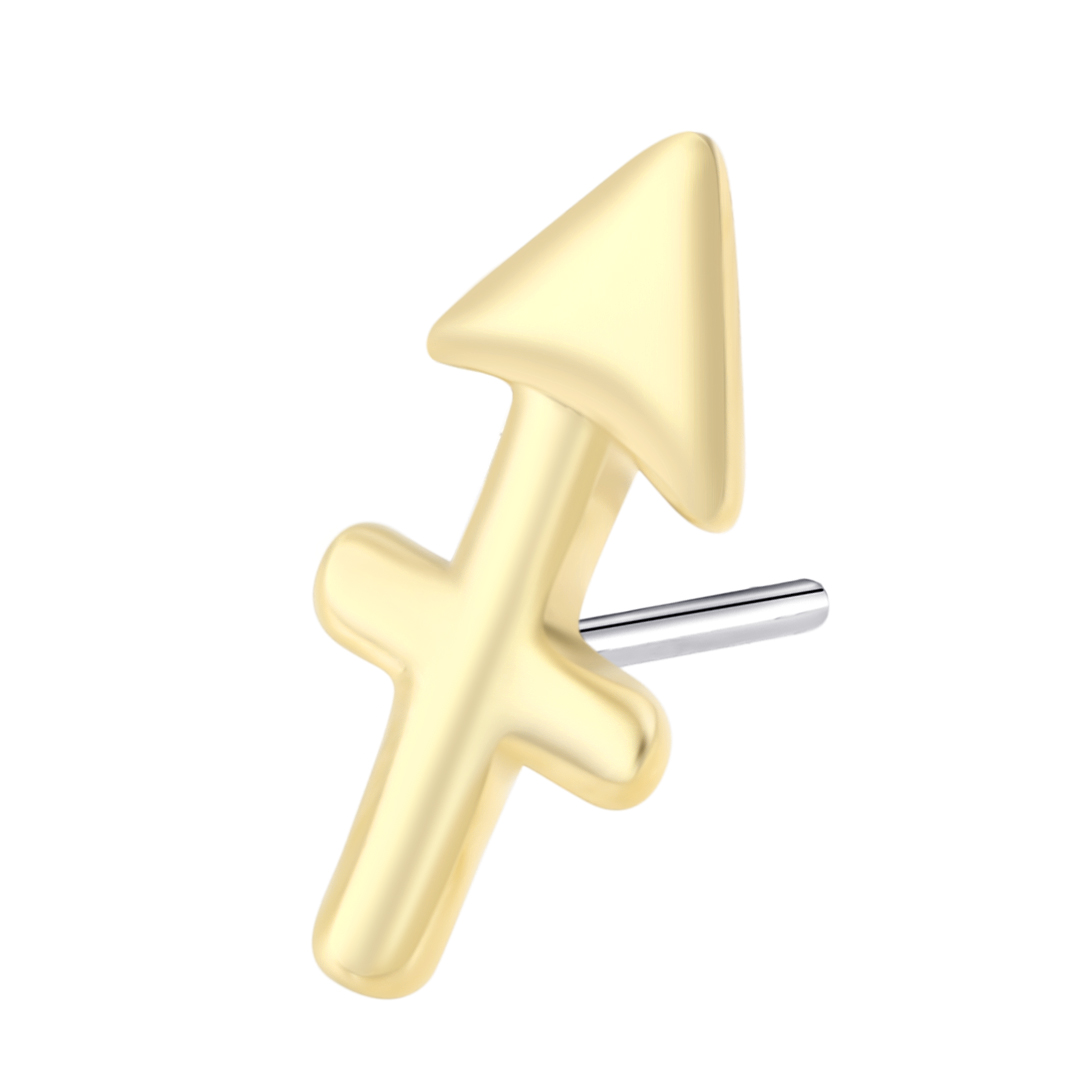 Eternal Metal 14k Solid Gold Zodiac Signs Sagittarigs Nose<000000>cartilage Piercing Lip Jewelry Threadless Push In Ends Tops 5