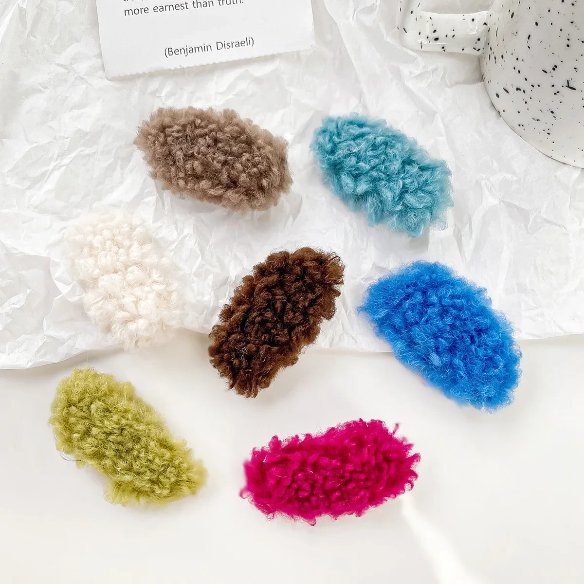 Dowell Korean Sweet Style Jelly Color Woolen Plastic Cute Plush 2pcs/set Hairpins 1