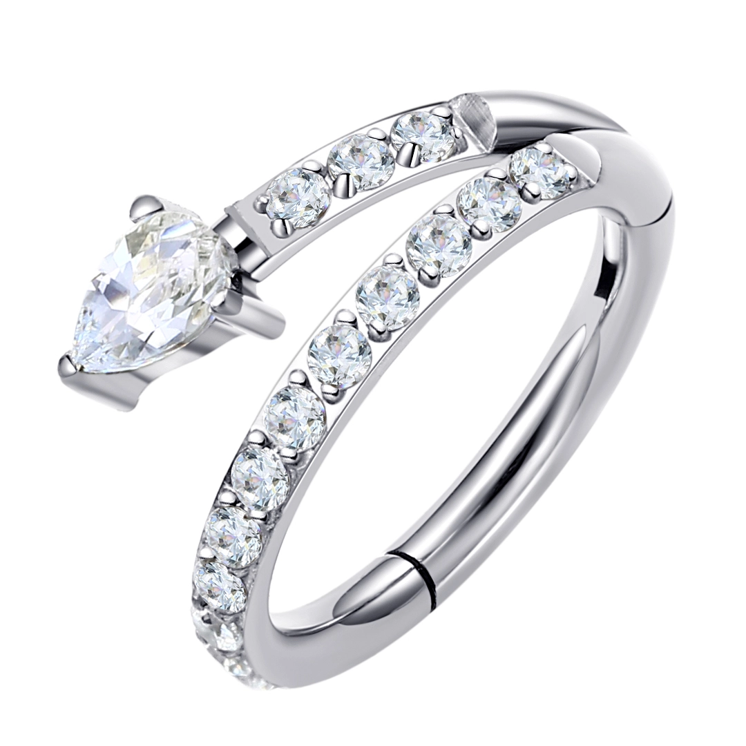 Eternal Metal Astm F136 Titanium Delicate Unique Hinged Segment Snake Shape Clicker With 5a Clear Zircon Piercing Jewelry 1