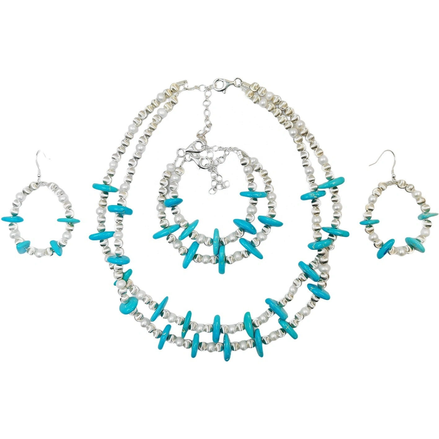 Super Beautiful Turquoise Set Beautiful Anniversary Gift S925 Silver Set High Jewelry Exclusive Custom 1