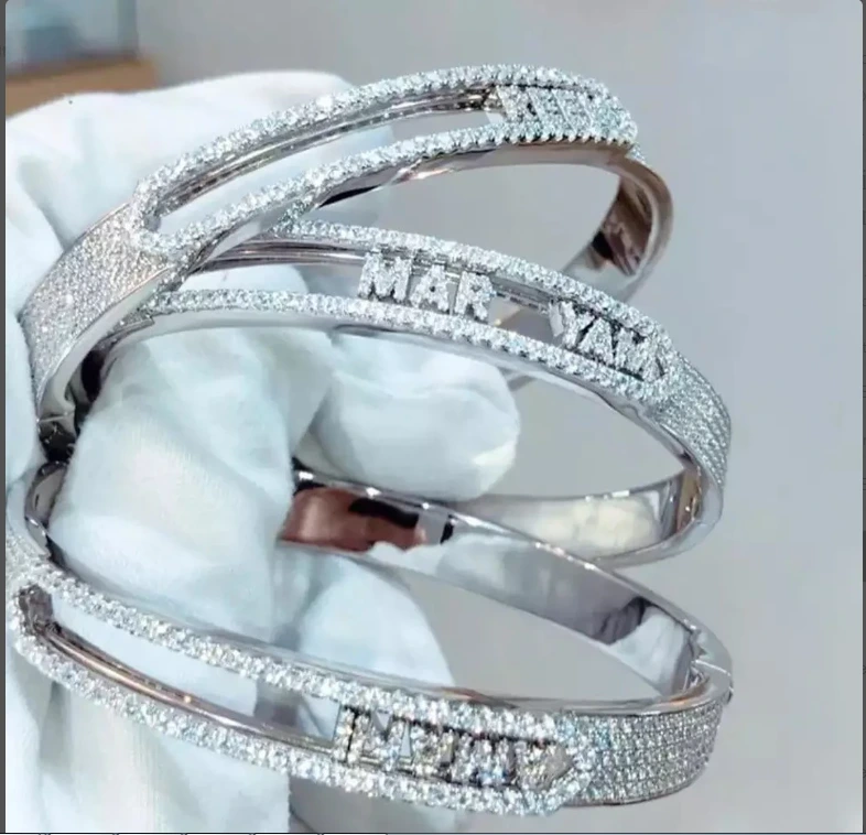 Pulsera de moissanite de Provenza D Color de 10k Gold White Gold Diseño Mada de moda Joyas de joyas 1