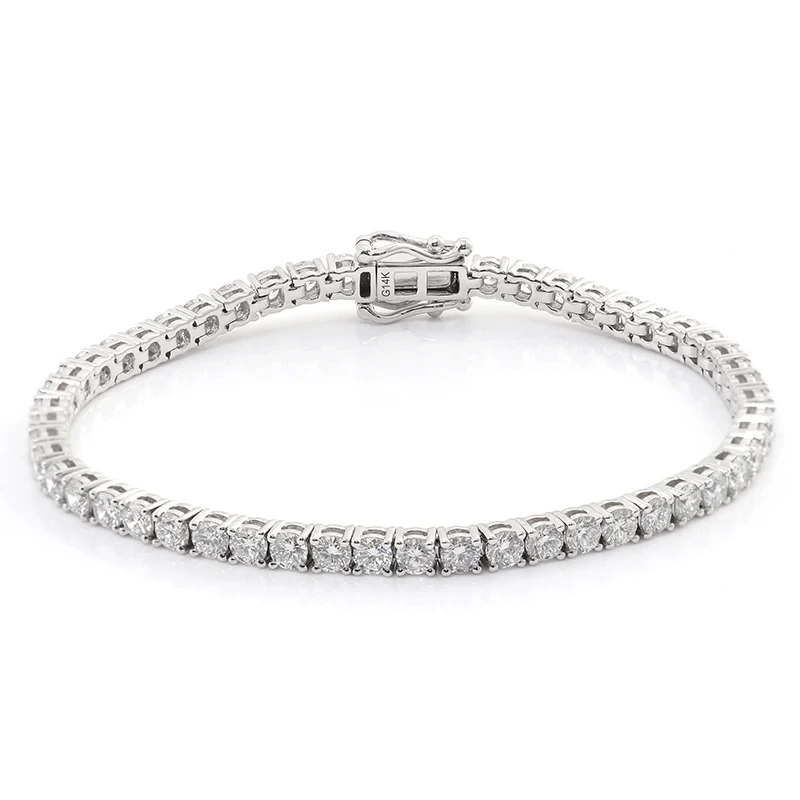 3mm Diamond Tennis Chain Bracelet 14k White Gold Hpht Lab Diamond Bangle Bracelet Super Sparkle Hiphop Diamond Jewelry 1