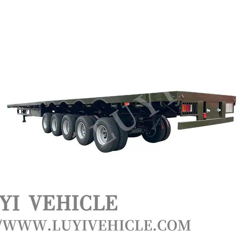 5 Axles 60t 20/40 Ft Flatbed Truck Semi Trailer 1