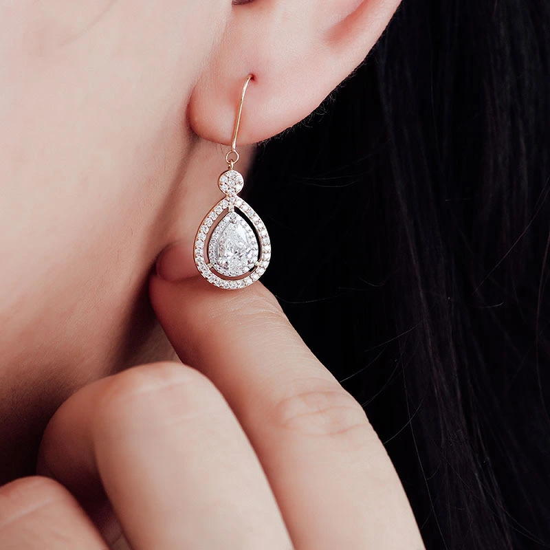 Yellow 18k Solid Gold Moissanite Diamond Pear Cut Earrings Diamonds Drop Def Vvs Diamond Solid Gold Earrings Gift For Women 1