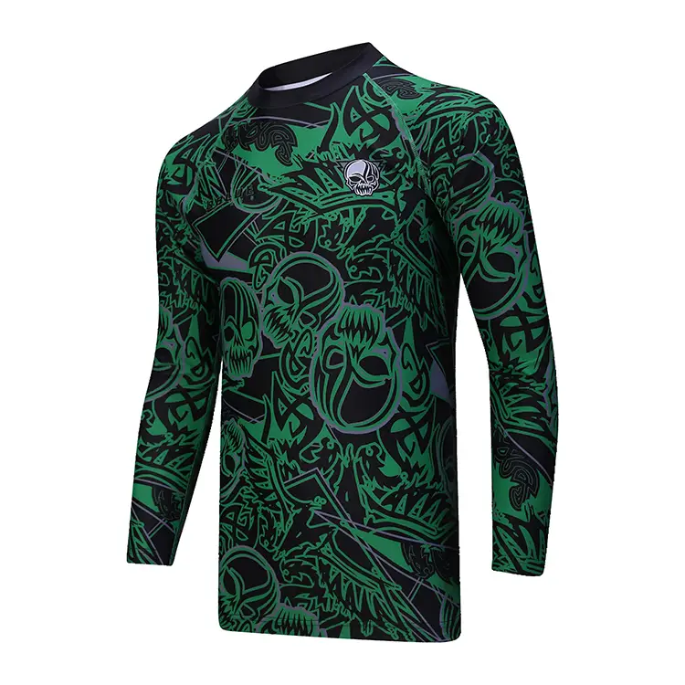 Mórdhíol Clóbhuailte Saincheaptha Giomnáisiam Baselayer Priontáil Ar Fabraic Ghnáth-Bán Grappling Fada Muinchille Rash Garda Do Leanaí Agus Daoine Fásta 1