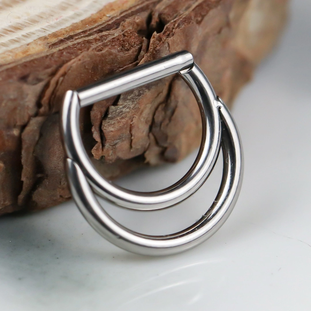 Eternal Metal Astm F136 Titanium Double Lined Septum Clicker Rings Piercing Jewelry 1