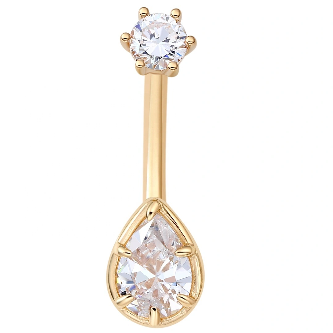 Eternal Metal 14k Solid Gold Internally Threaded Belly Button Piercing 1