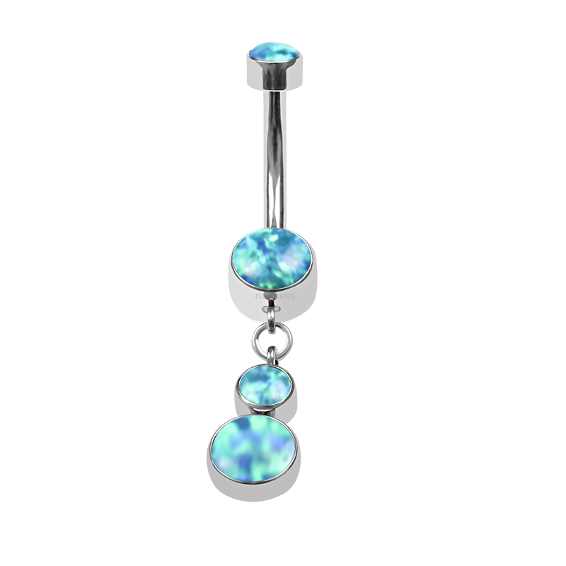Eternal Metal Astm F136 Titanium Bezel Set Opal Dangle Internally Threaded Belly Rings Body Jewelry 1