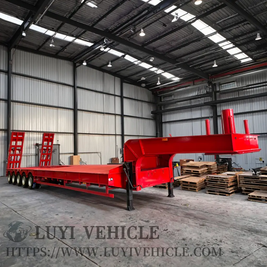 5 Axle Hydraulic Gooseneck Low Flatbed Semi-trailer 1