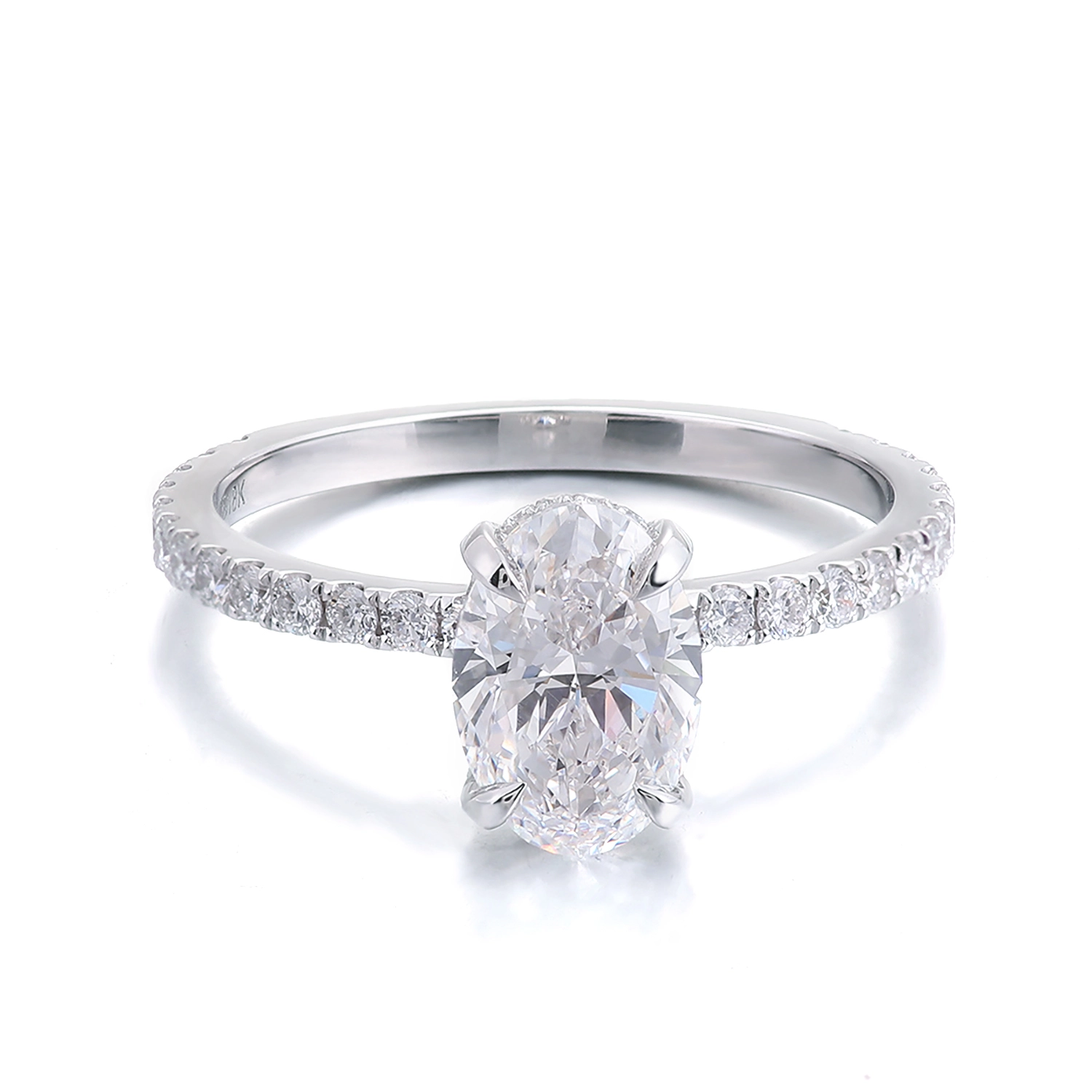 Luxury Lab Diamond Engagement Jewelry 10k 14k 18k Solid Gold White Gold 2ct Oval Cut Lab Grown Diamond With Side Stones Ring 1