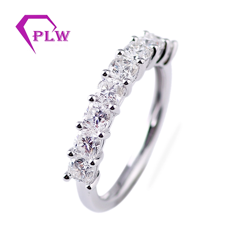 Gold blanco de 18k 3x3mm europeo antiguo cortes de corte OMC MOISSANITE Gold Ring Half Eternity Band 1