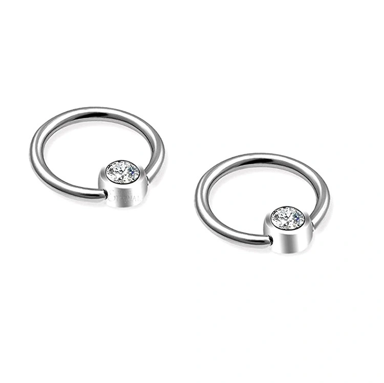 Eternal Metal Astm F136 Titanium Bezel Set Cz Ball Captive Bead Rings Body Jewelry 1