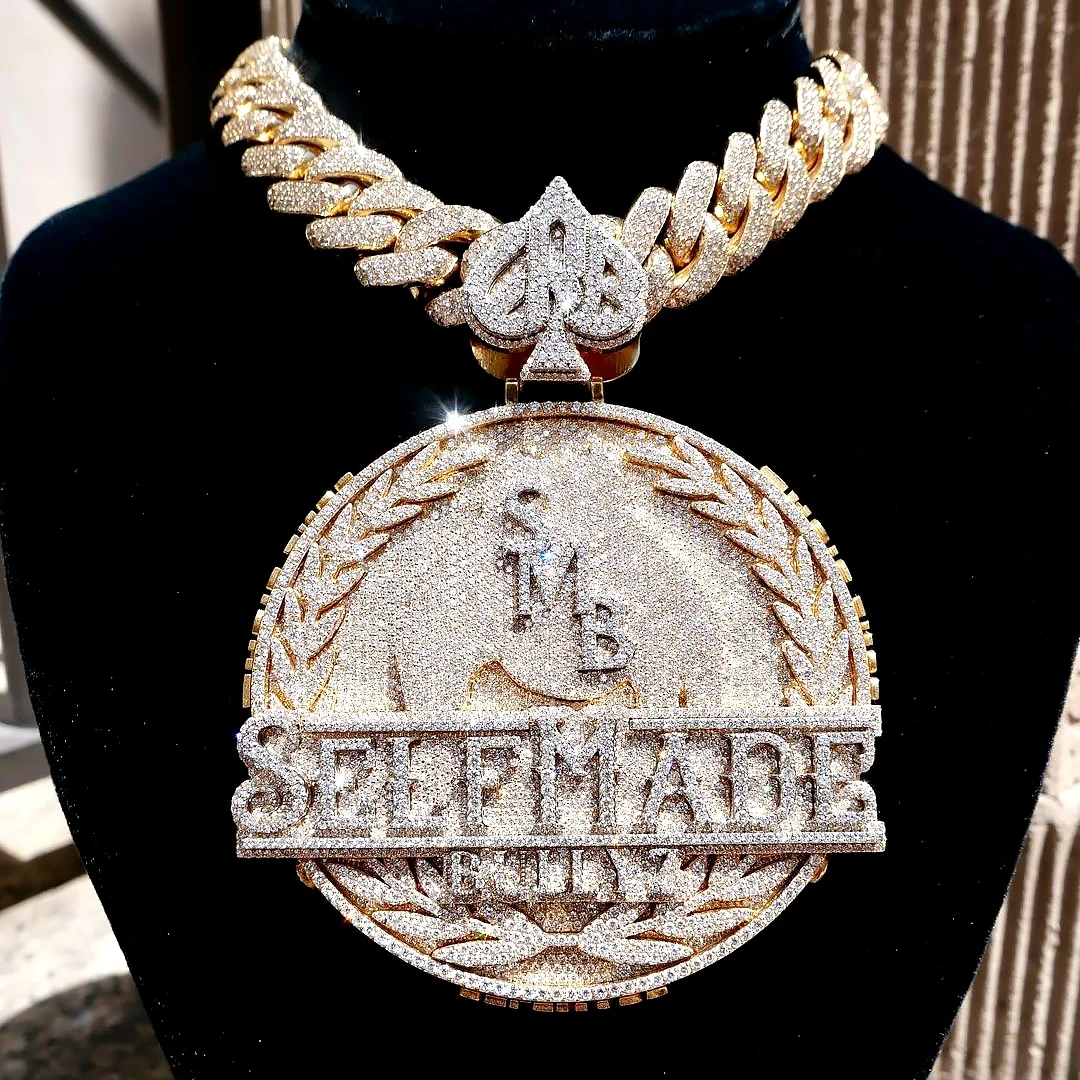 Fashion Hip Hop Pendant Bling Bling Luxury Iced Out Moissanite Jewelry Sterling Silver Diamond Charm Custom Pendant Necklace 1