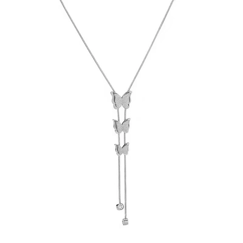 Factory Wholesale Gold-plated Design Butterfly Lock Titanium Steel Chain Women's Necklace 1