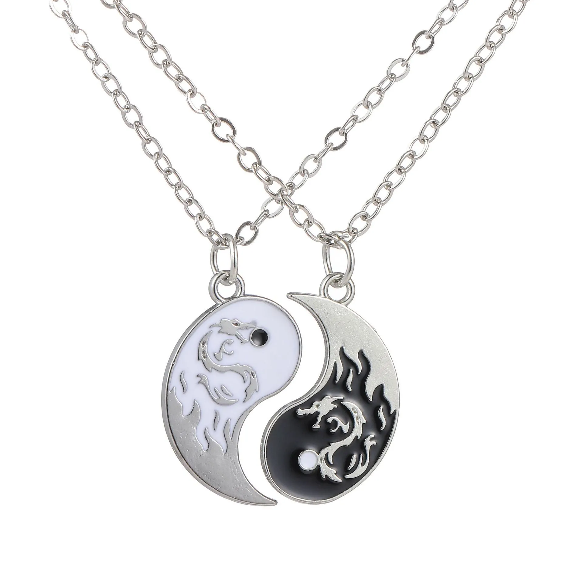 Dragon Tai Chi Necklace Couple Bff Pendant Necklace Eight Trigrams Dragon Totem Splice Friendship Necklace 1