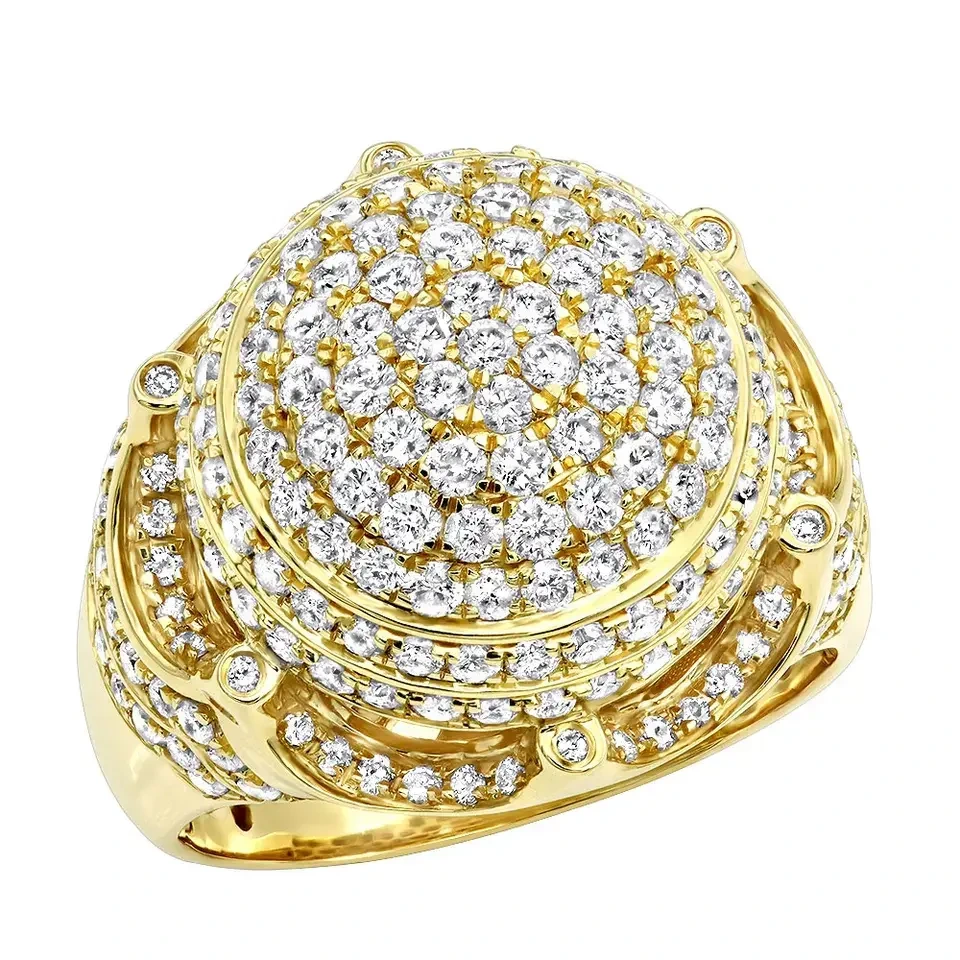 Iced Out Luxury Jewelry Vvs Moissanite Men Ring Gold Hip Hop Real Gold Hip Hop Gemstone Rings Round Champion Ring 1