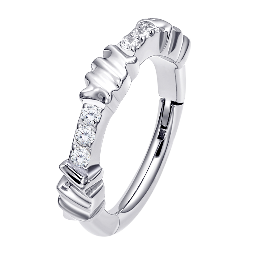 Eternal Metal Side Cz Paved Labret<000000>earing Piercing Belly<000000>nose Hinged Segment Ring Astm F136 Implant Grade Piercing Body Jewelry 6