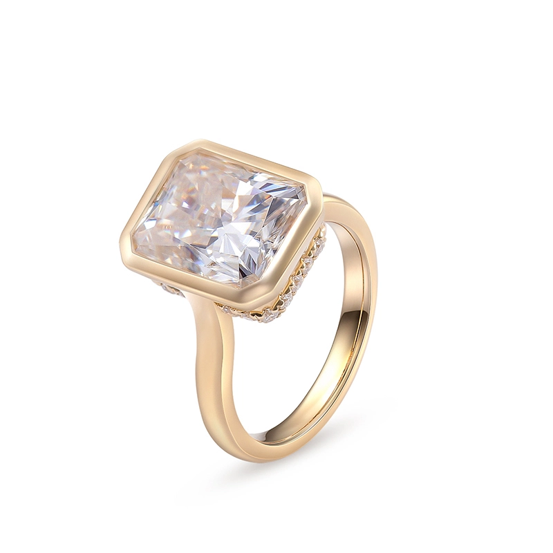 Vendre à chaud Moisanite 3CT Radiant Cut Bijoux Big DIAMOND SEGRAGE RING FOLM 14K SOLID GOLD MARDING LURXE RING 1
