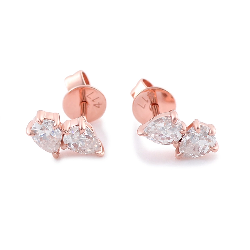 Provence Custom Luxury Earrings Female 10k Rose Gold Pear Cut Moissanite Diamond Stainless Steel Earrings 1