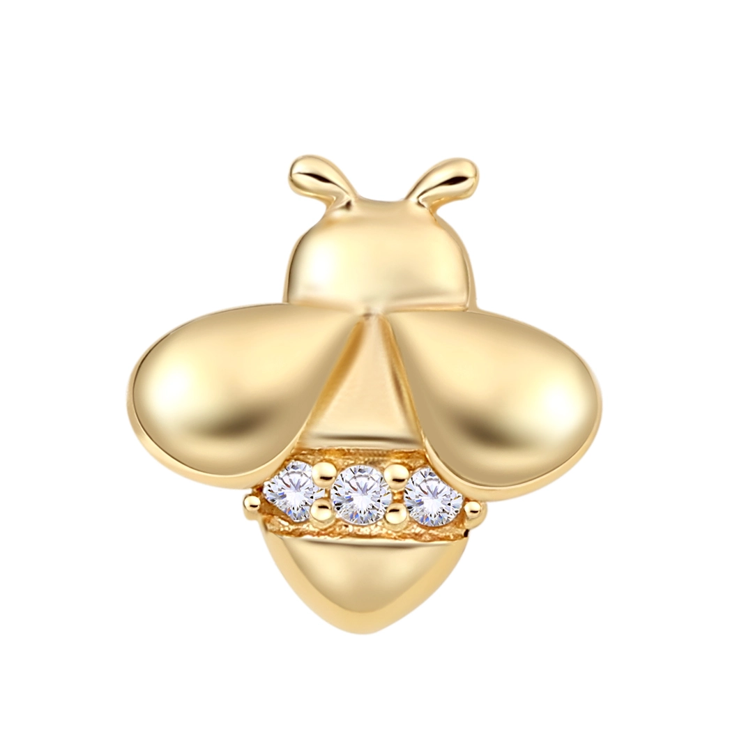 Eternal Metal 14k Solid Gold Cute Bee Earnose Piercing Labretbelly Jewelry Internally Threaded Ends Tops 1