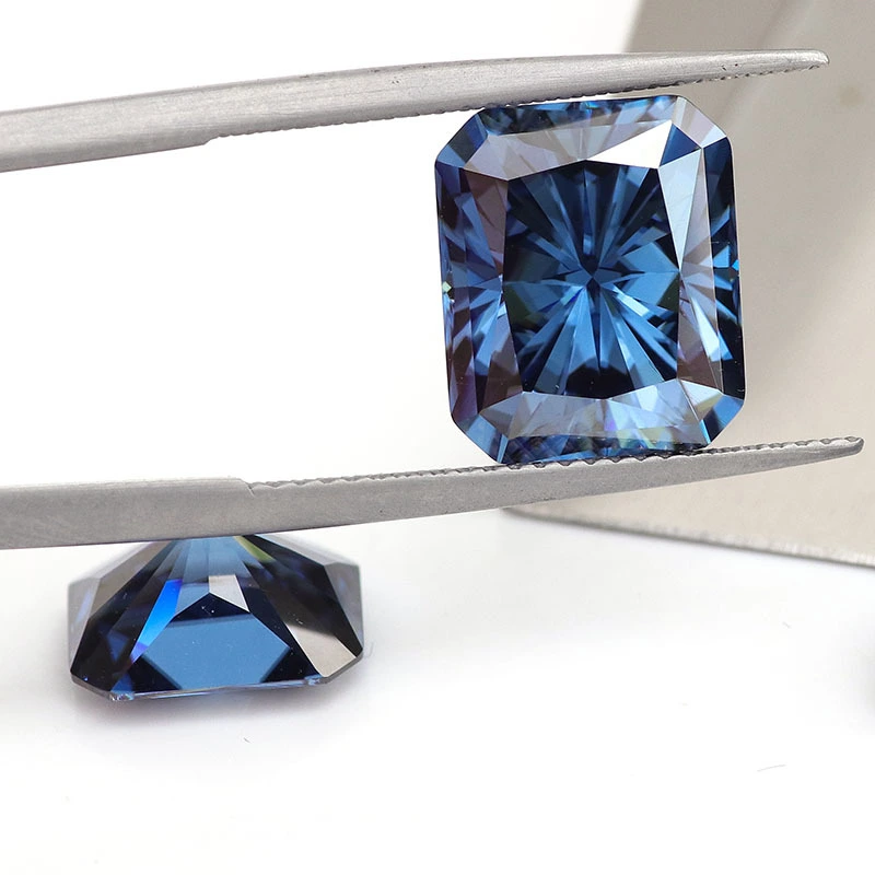 Moissanite Wholesale Price 1ct-3ct Blue Radiant Moissanite Diamond High Quality For Jewelry Customization 1