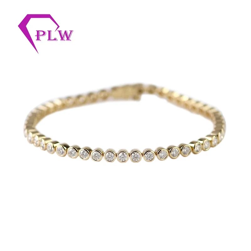 14k White Gold 2mm Round Cut Moissanite Tennis Bracelet 1