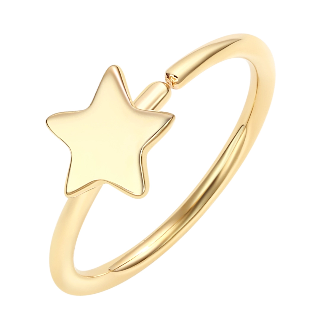 Eternal Metal 14k Solid Gold Forward Facing Plain Star Nose & Earring Piercing Hoop Belly & Labret Seamless Ring Jewelry 1