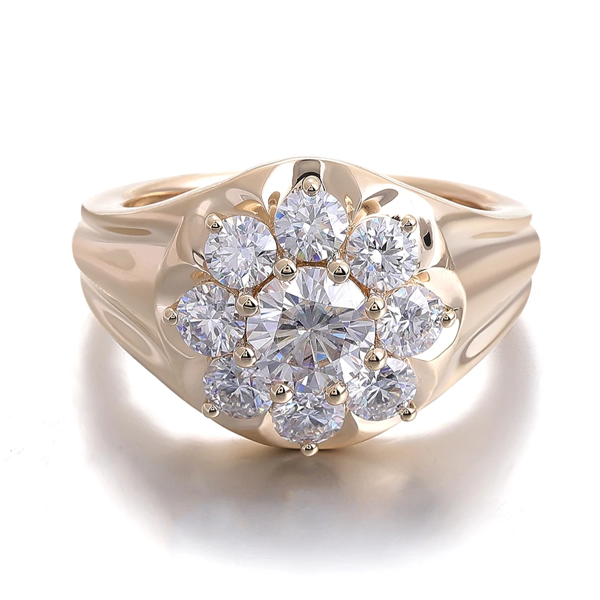 Anillo de moissanite Anillo de compromiso de diseño de flores de 14k anillo de diamante moissanite anillo de diamante 1