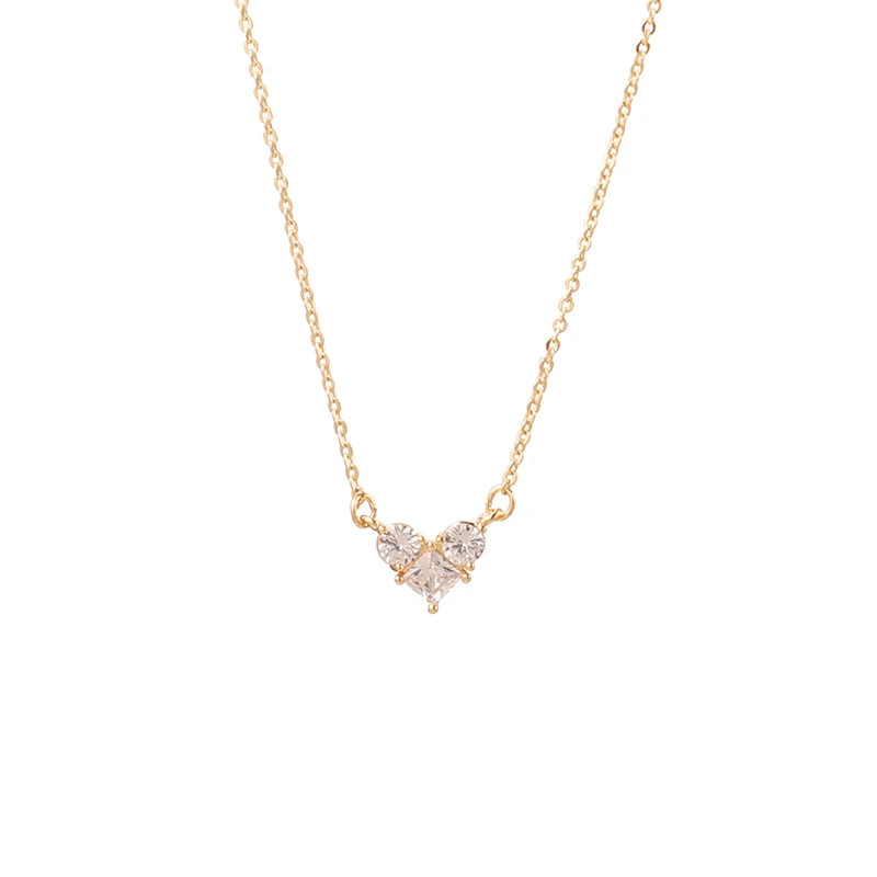 Factory Direct Sale Modern Fashion Exquisite Gold-plated Heart-shaped Pendants All-around Women's Necklace 1