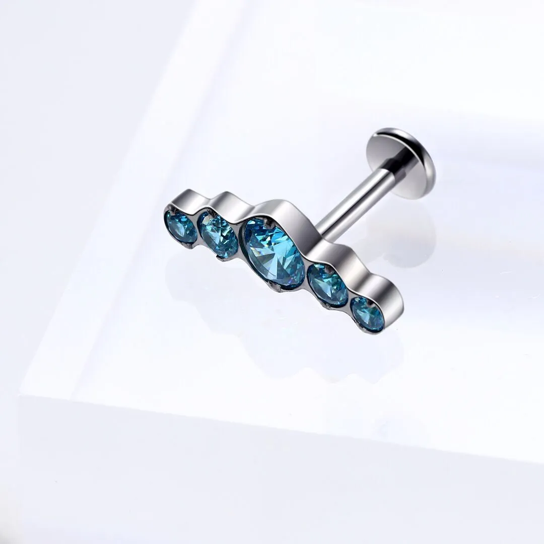 Eternal Metal G23 Titanium Piercing Aquamarine 5 Bezel Set Czs Threaded Labret Titanio Piercing Jewelry Nose Jewelry 1