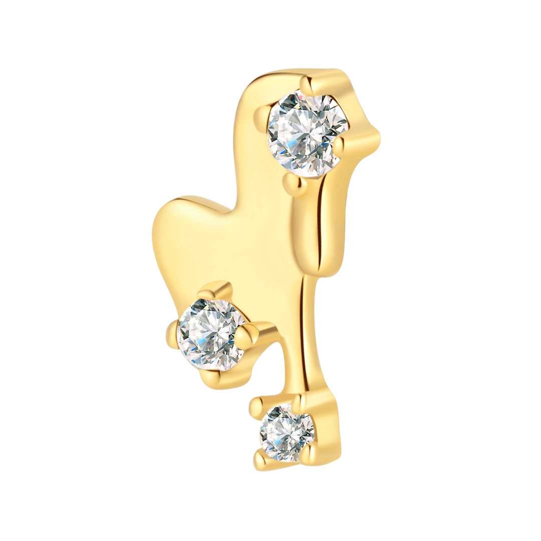 Eternal Metal 14k Solid Gold Cz Heart Cute Zircon Stone Wedding Fashion Piercing Jewelry With Threadless Ends Gifts Parties 1
