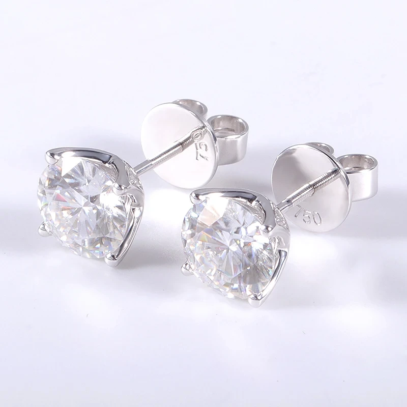 Großhandel Ohrringe Trendy 18k Weißgold Einsteinohrring -Designs 2 Stcs Moissanit Diamond Drop Ohrringe 1