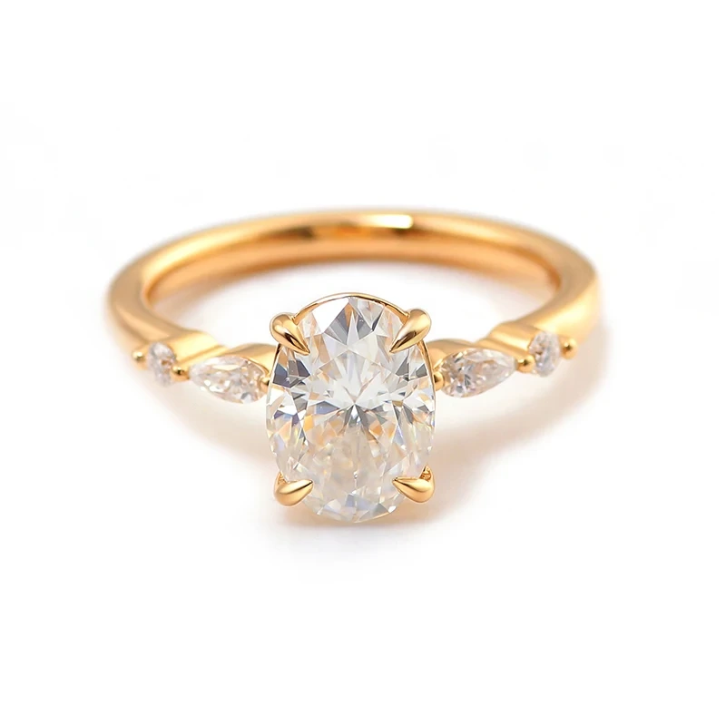 Hot Sale Women Wedding Ring Excellent Cutting 3 Carat Diamond Ring Lab Grown Oval Shape Diamond 14k Gold Ring 1