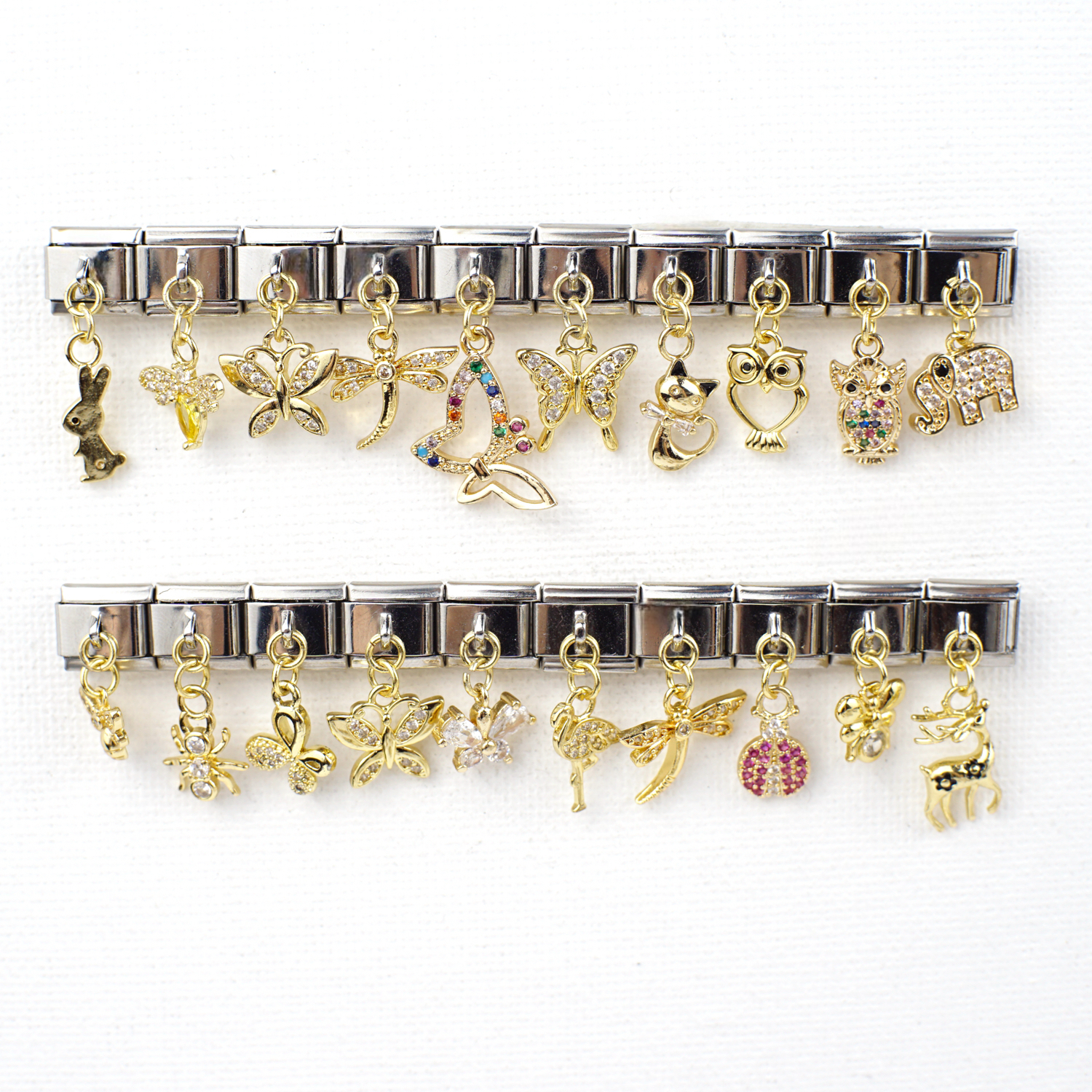 2024 Diy Personalized Shiny Classic Golden Animals Pendant 304 Stainless Steel Italian Charm Bracelet 9mm * 10mm Module 1