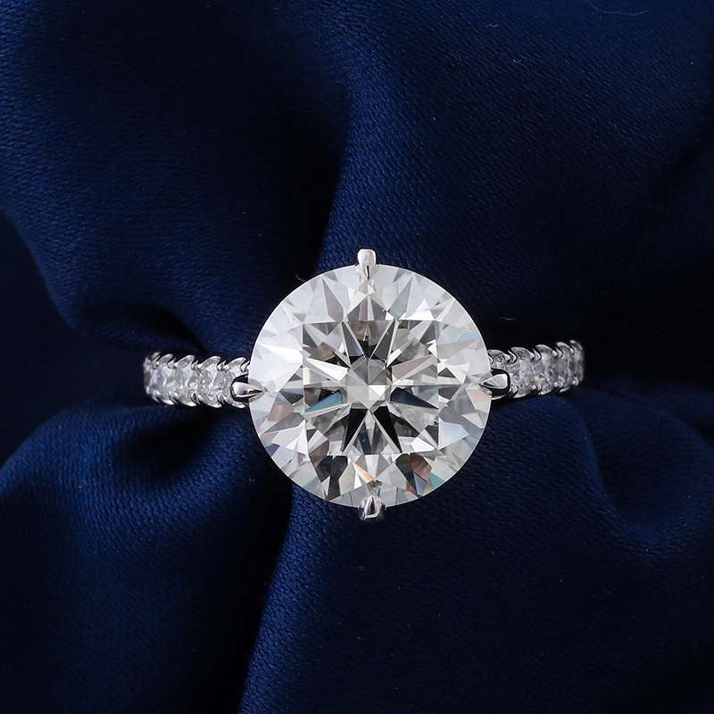 Style classique 14k Bague en or blanc 5 carats à grande taille Round Coup Moisanite Engagement Anneau de fiançailles Fine Bijoux pour amant 1