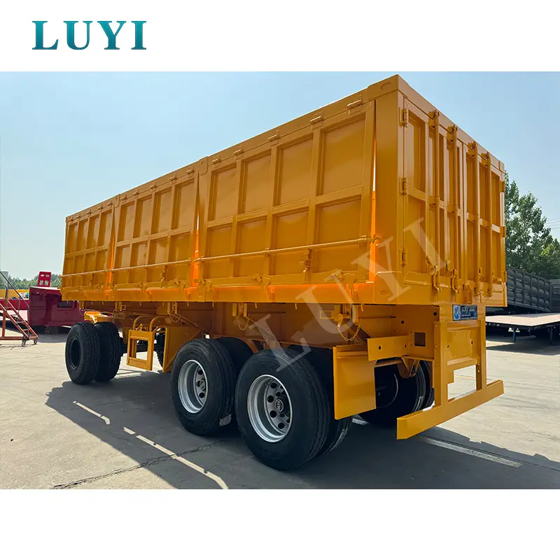 LUYI 3-Axle Flatbed Full Trailer with Detachable Side Panels 1