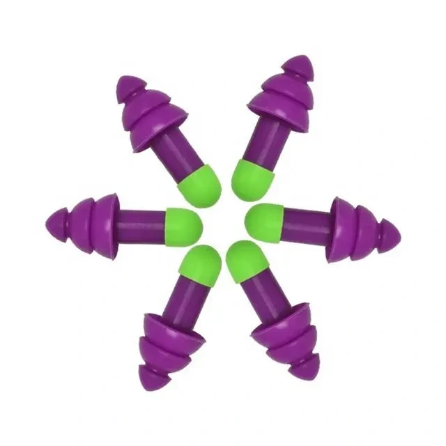 Purple Silicone Earplugs - Christmas Tree Shape 3 Layer Hearing Protection 1