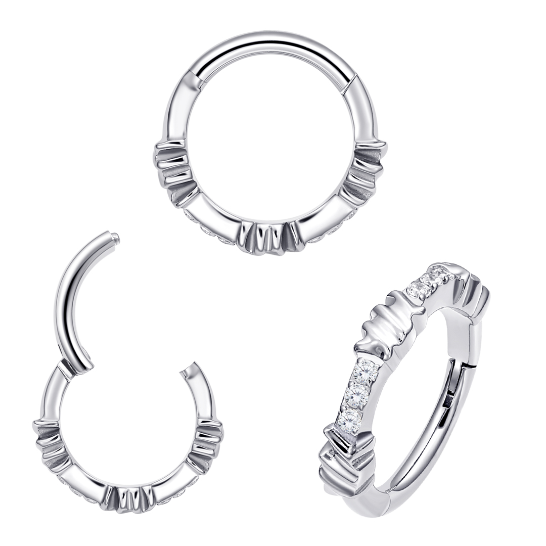 Eternal Metal Side Cz Paved Labret<000000>earing Piercing Belly<000000>nose Hinged Segment Ring Astm F136 Implant Grade Piercing Body Jewelry 7