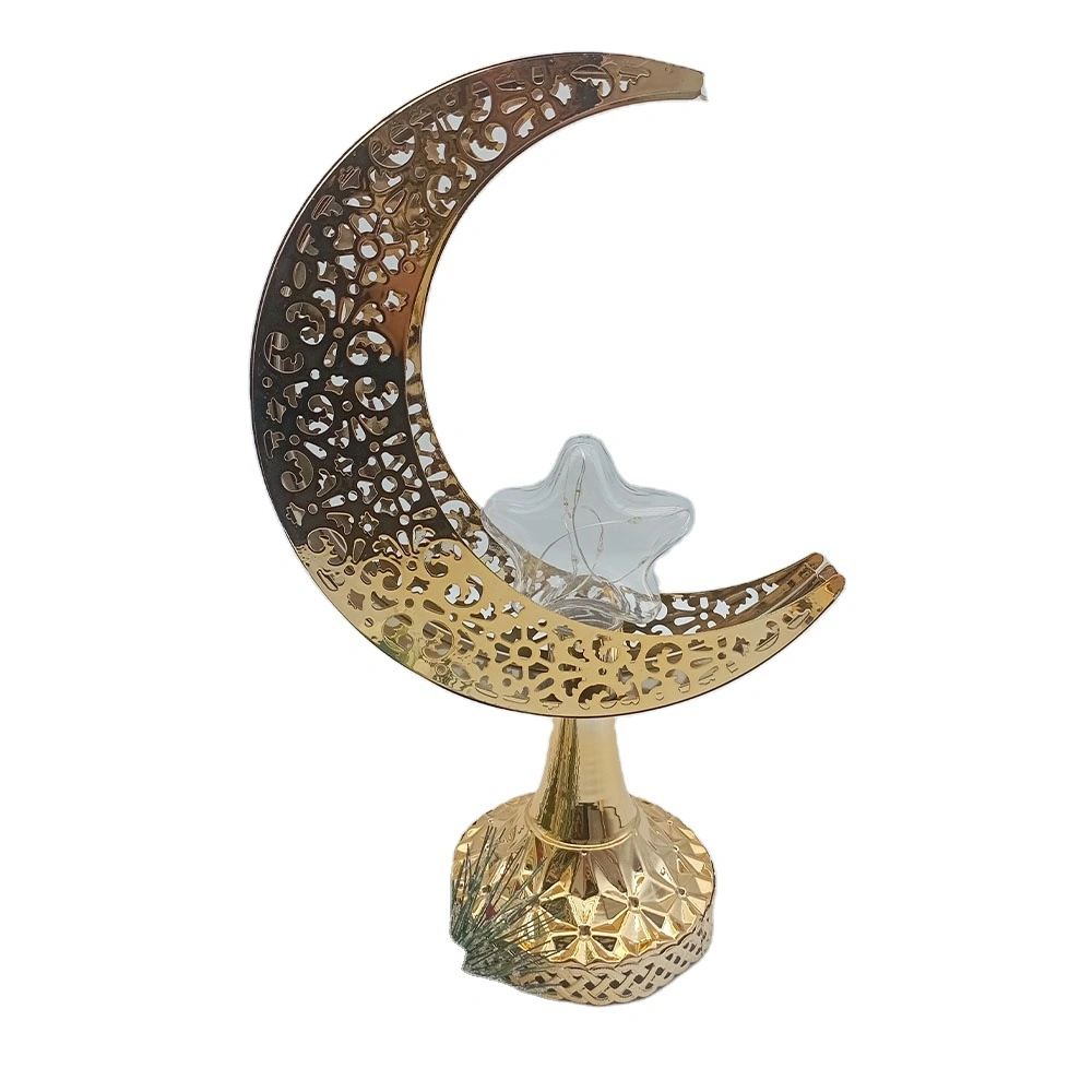 Eid Ramadan-lys Led jernkunst udhulet Moon Castle Palace Lights String Eid dekorative lys 1