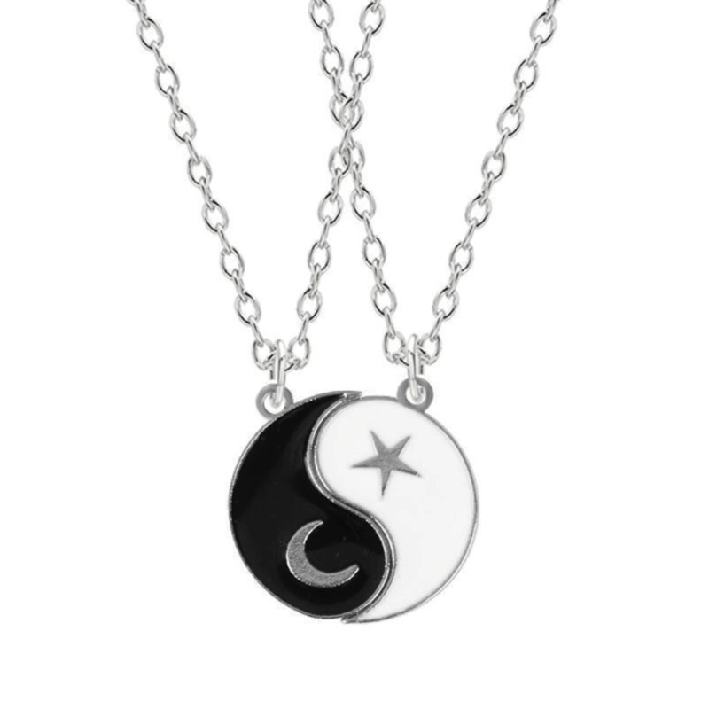 Wholesale Fashion Star-moon Mosaic Heart-shaped Pendant Necklace Men's And Women's Universal Friendship Necklace 1