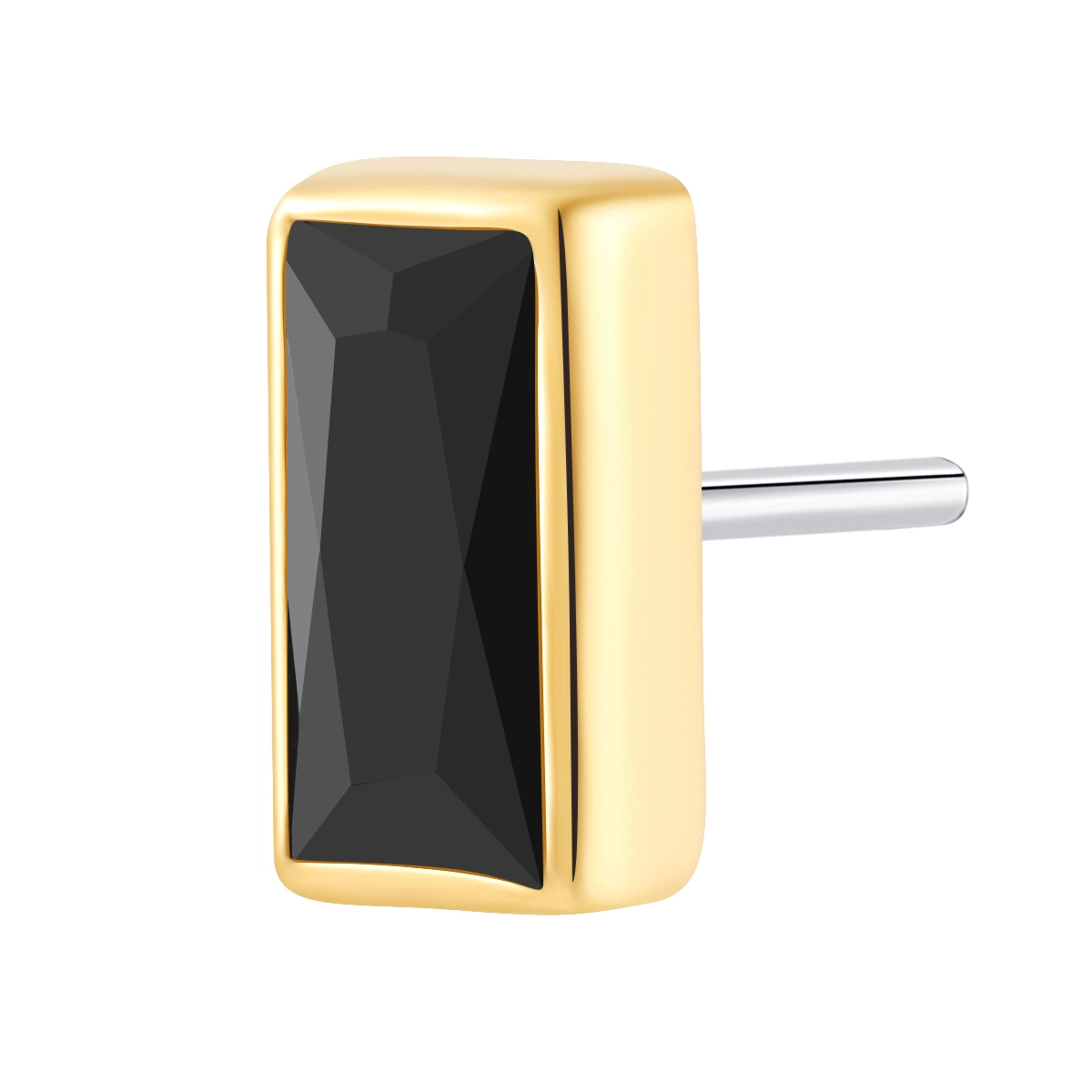 Eternal Metal 14k Solid Gold Rectangle Ring Threadless Ear Nose Jewelry For Fashion Parties Gift Black Zircon Piercing Jewelry 1