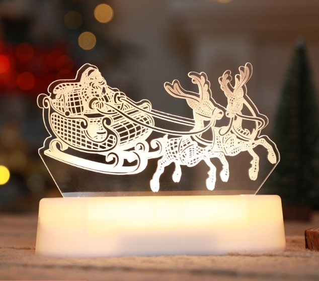 Creative acrylic decorative light Gl-S11 3D acrylic Saint Deer Warm Light Night Light Festival ornament ambient light 1