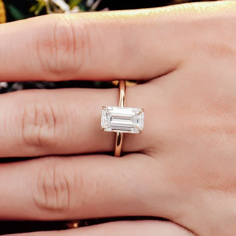 خاتم Provene Jewelry من الذهب الأصفر عيار 14 قيراطًا مع حلقات مويسانيتي VVS للنساء والرجال والذكرى السنوية والخطوبة والزفاف 1