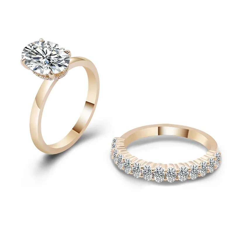 Bijoux de mode Moissanite Diamants Coupe ovale 3CT 14K Gold Femmes Luxury Mariage de mariage Band de fiançailles en diamant 1