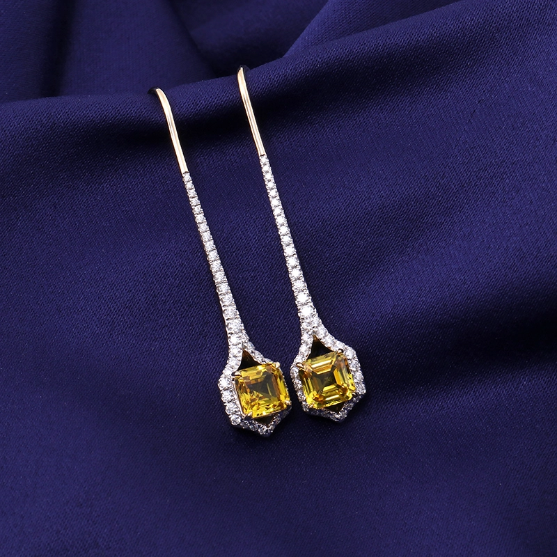 High Quality Drop Earrings Lab Grown Gemstones 18k 14k 10k Real Solid Gold Earrings For Women Custom Drop Earring Women Men 1