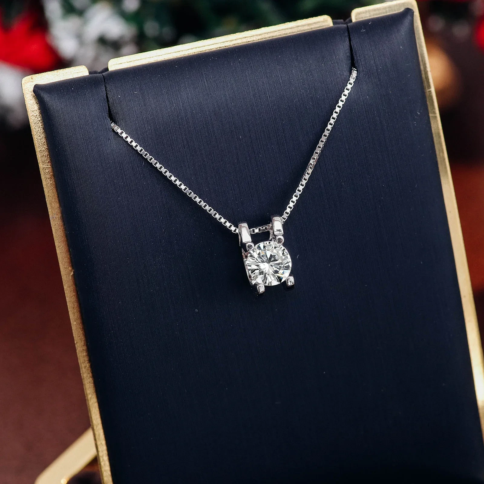 Collier avec pendentif simple en argent sterling 6,5 mm, véritable moissanite, pour femme, vente en gros 1